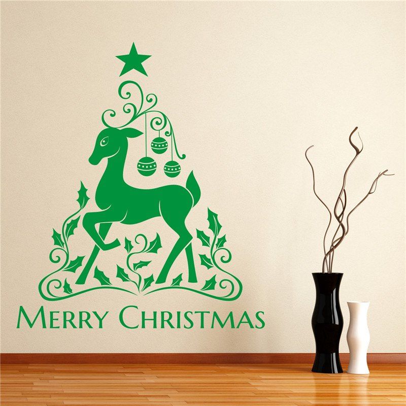 

Christmas Elk Removable Wall Stickers, Green