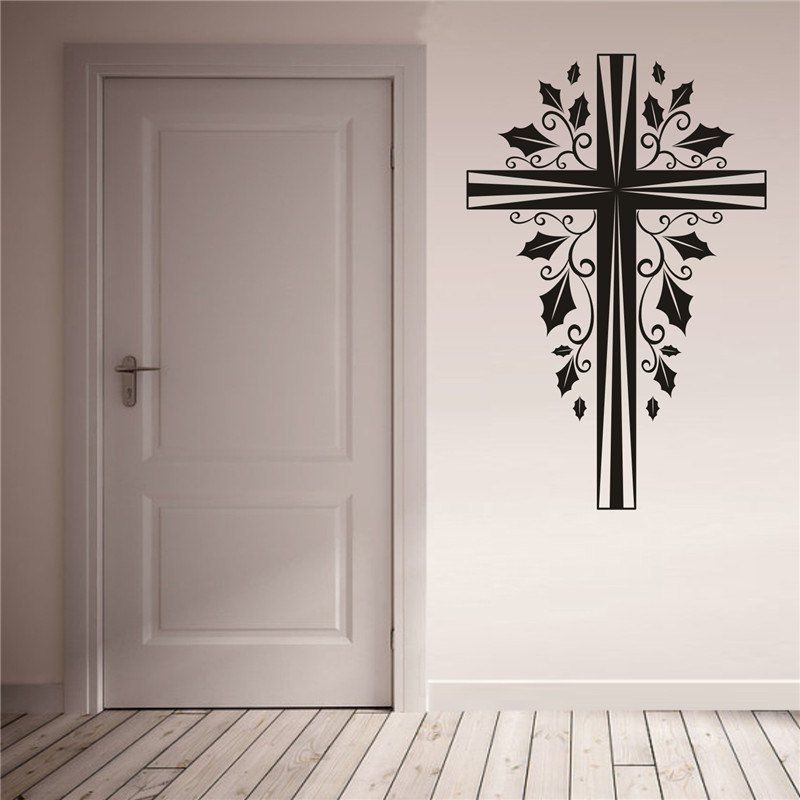 

Cross Christmas Decoration Removable Wall Stickers, Black