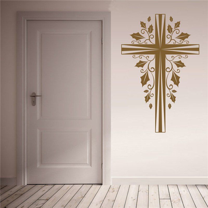 

Cross Christmas Decoration Removable Wall Stickers, Brown