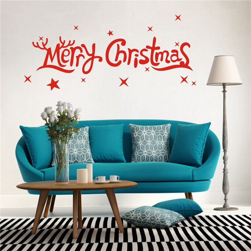 

Merry Christmas Removable Wall Stickers, Red