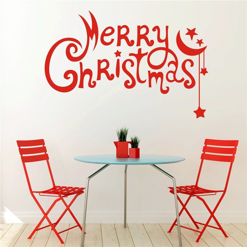 

Merry Christmas Removable Wall Stickers for Christmas Decoration, Red