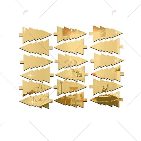18pcs Christmas Tree Mirrow Wall Stickers for Home Decoration