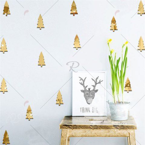 18pcs Christmas Tree Mirrow Wall Stickers for Home Decoration