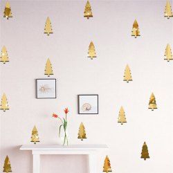 18pcs Christmas Tree Mirrow Wall Stickers for Home Decoration -  