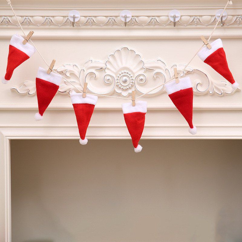 

6pcs Small Christmas Hats Hanging Wall Decor 100cm, Red