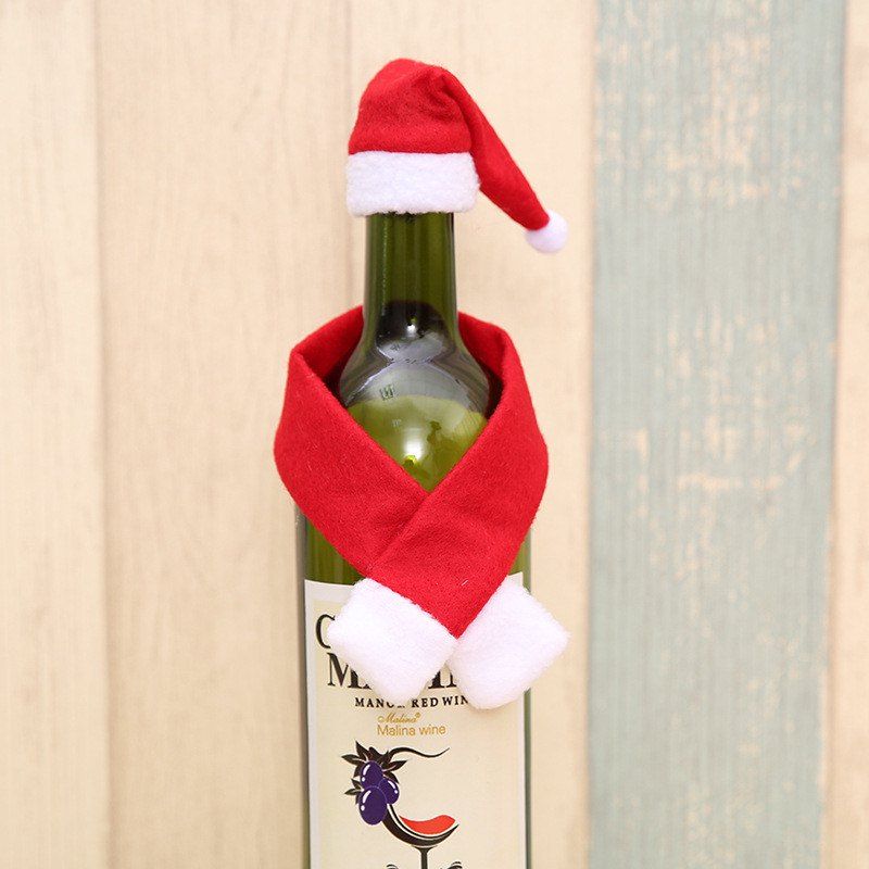 

Cute Small Scarf and Hat for Christmas Bottle Decoration, Red