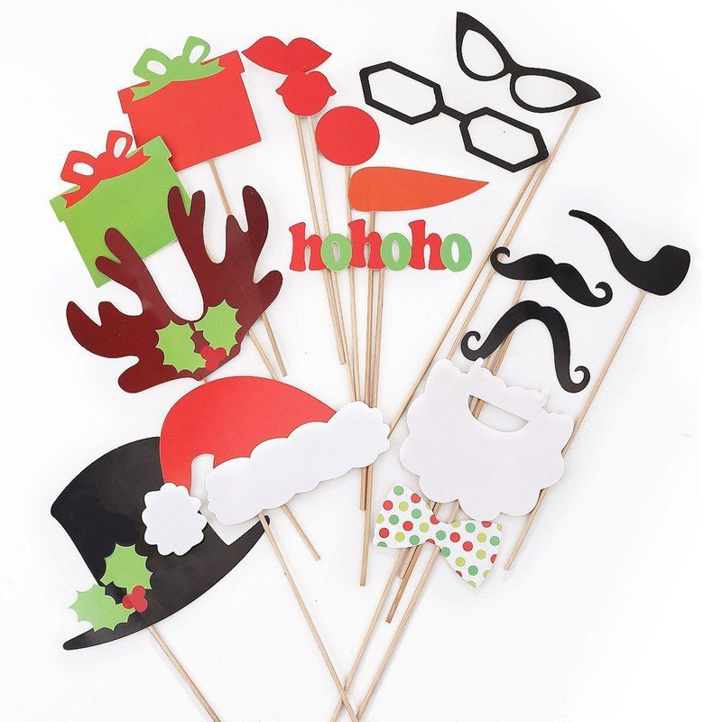 

17pcs Funny Take Pictures Photo Booth Props Christmas Party Decor, Colormix