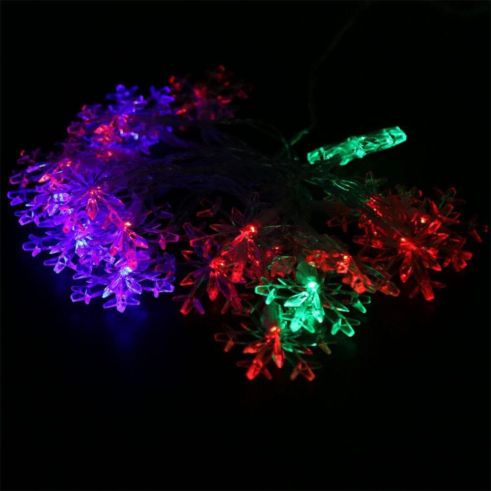 

2M 20-LED Snowflake Lights Battery Powered String Lights for Christmas Decoration, Colorful