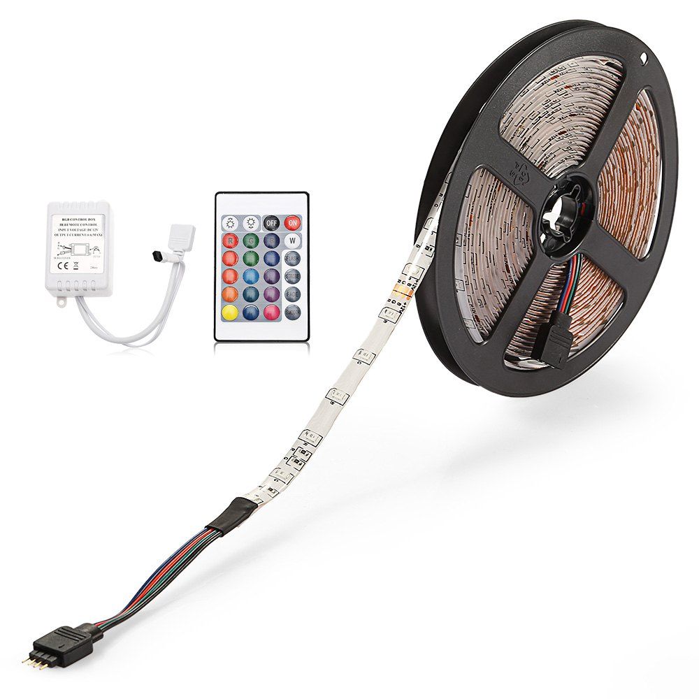 

ZDM 5M 24W Waterproof RGB Light LED Strip Light with IR Remote Controller DC12V, Rgb color (24 keys)