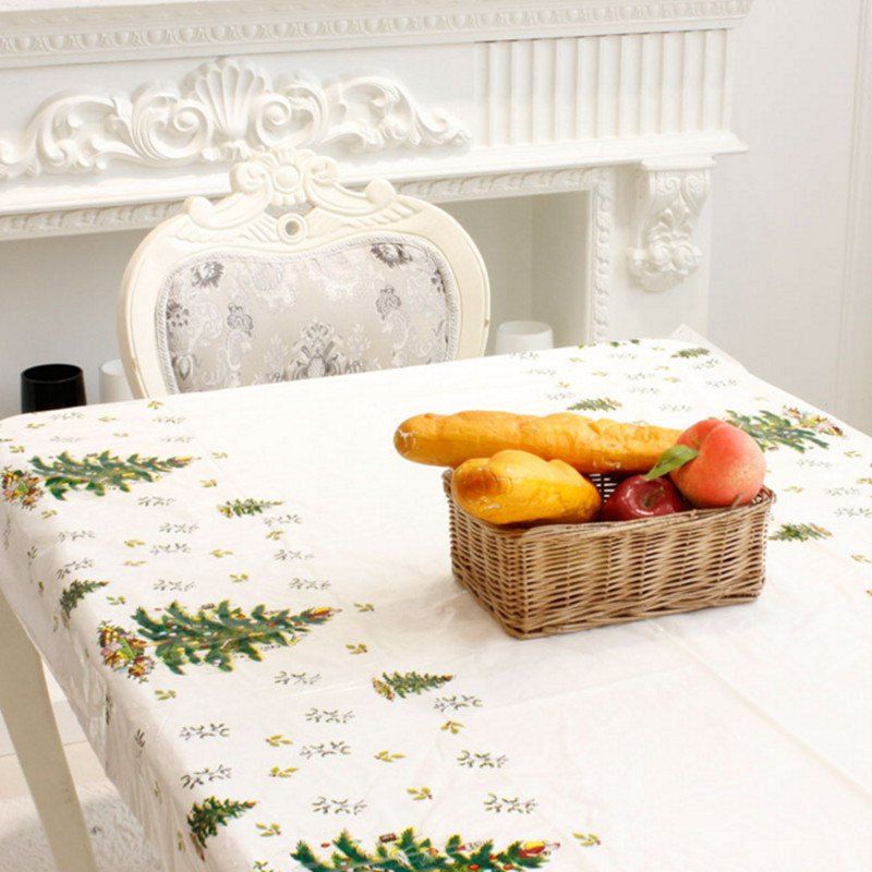 

XM 1PCS PVC Christmas Tree Pattern Disposable Tablecloth Holiday Decorations, White