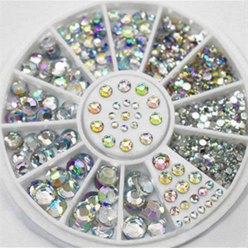 

4 Size 300pcs Nail Art Tips Crystal Glitter Rhinestone Decoration, Multi color