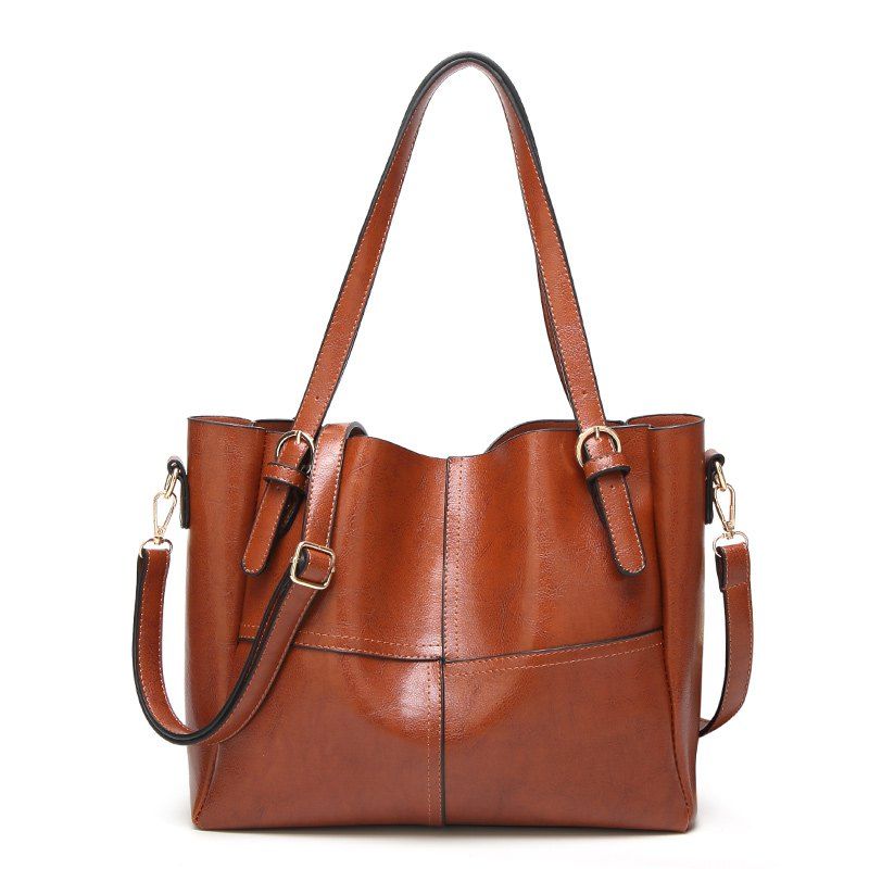 

Oil Wax Bucket Single Shoulder Bag, Brown