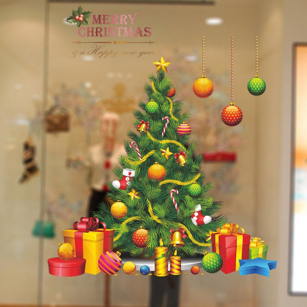 

Christmas Tree Vinyl Removable Wall Sticker, Colormix