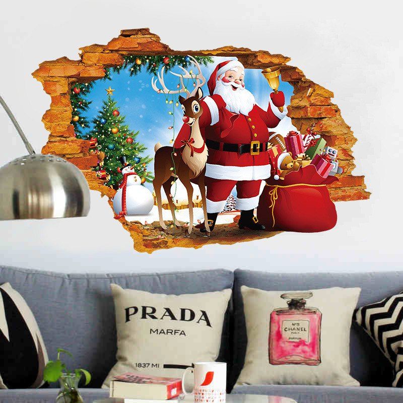 

New 3D Santa Claus Elk Wall Stickers, Colorful