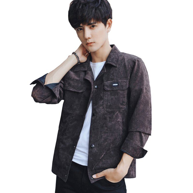

Youth Slim Type Solid Color Jacket, Coffee