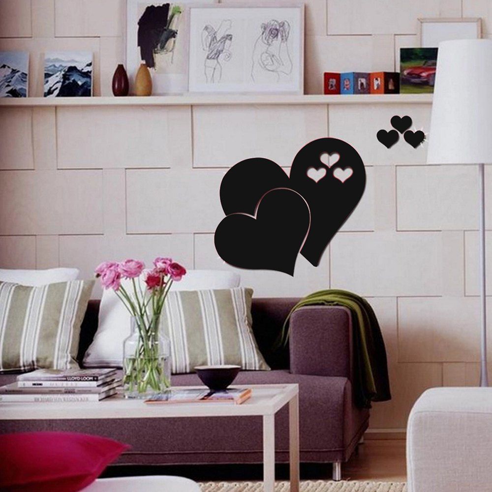 

Heart Wall Decal Sticker Lovely DIY Home Art Mirror Sticker, Black