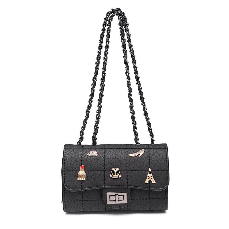 

Spring Summer European American Single Shoulder Chain Bag Female, Black