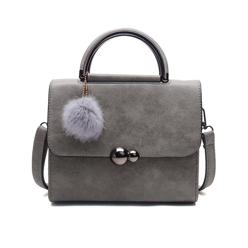 

New Autumn Lichee Grain Pompon Handbag Crossbody Bag, Chrome