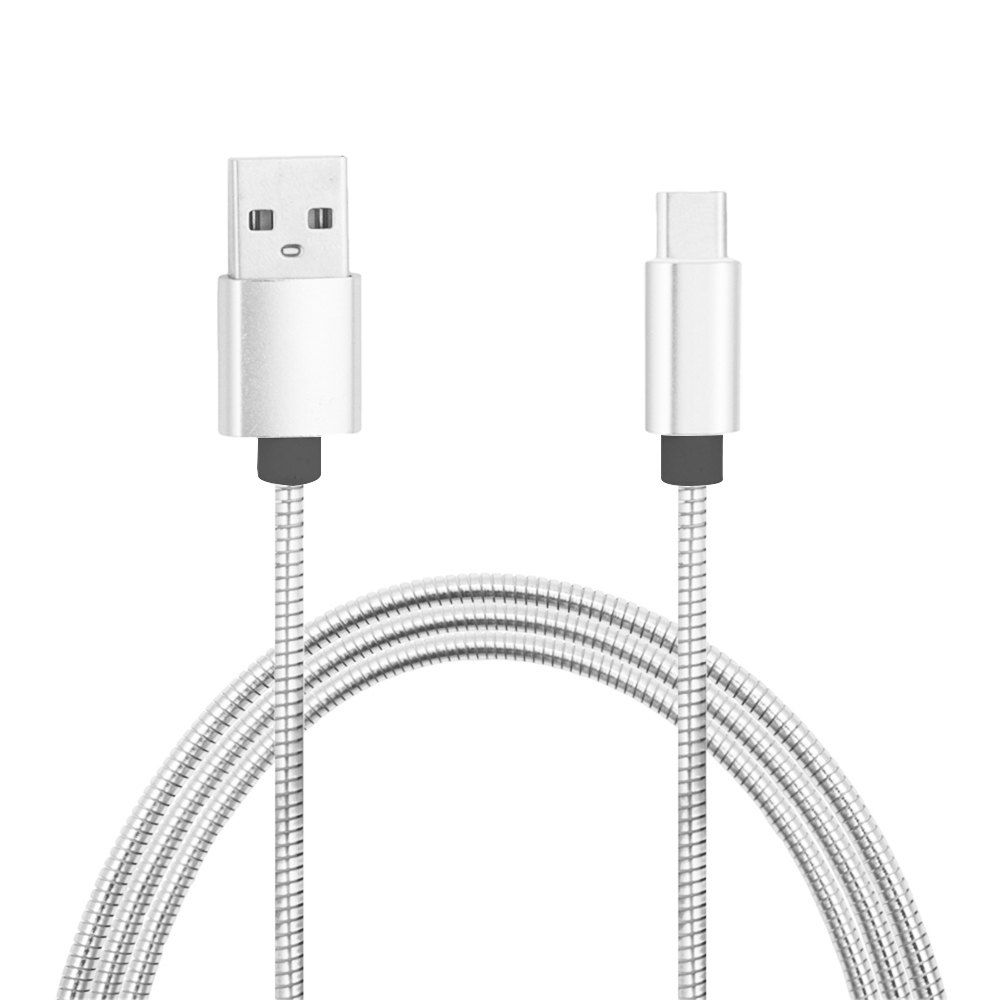 

Minismile 2.4A Quick Charge Stainless Steel Spring Micro USB To USB Charging Cable with High-Speed Data Transmission 1M, Silver