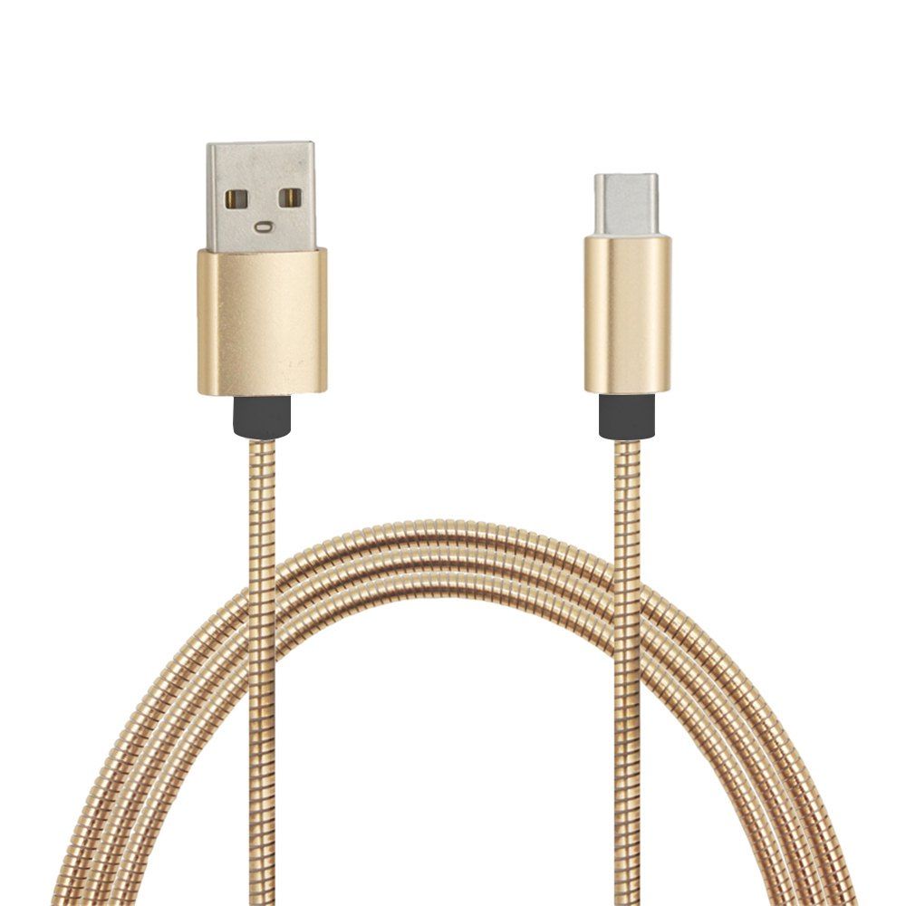 

Minismile 2.4A Quick Charge Stainless Steel Spring Micro USB To USB Charging Cable with High-Speed Data Transmission 1M, Golden