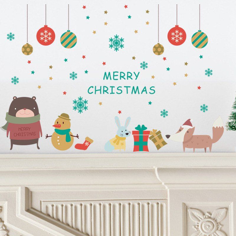 

Tree Merry Christmas Wall Stickers Mural Decal Paper Winter Art Holiday Room Decor, Colormix