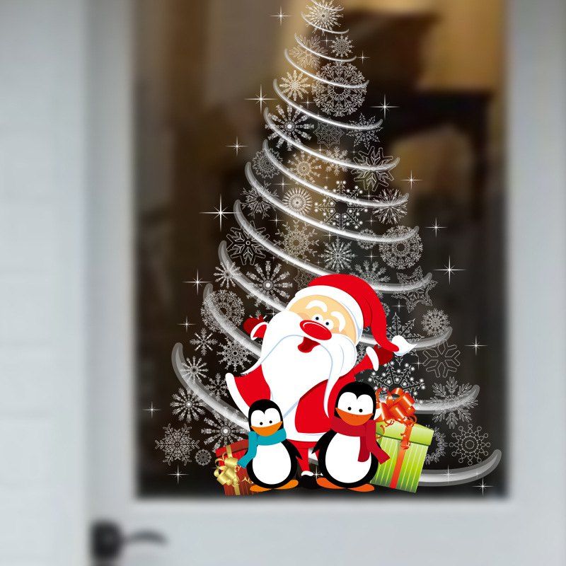 

Santa Claus Gifts Tree Window Wall Stickers Removable Vinyl Wall Decals Xmas Decor, Colormix