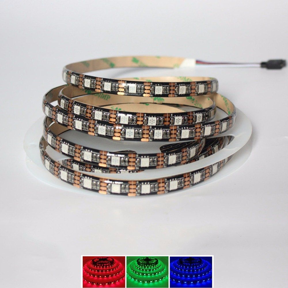 

1PCS 5M 16.4FT Flexible RGB LED Strip Light 300SMD 5050 Waterproof DC5V Black PCB, Rgb color