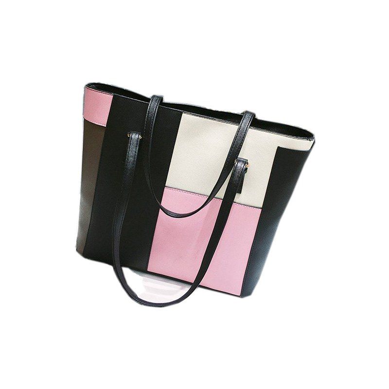 

PU Leather Handbags Large Capacity Shoulder Bag, Red with white