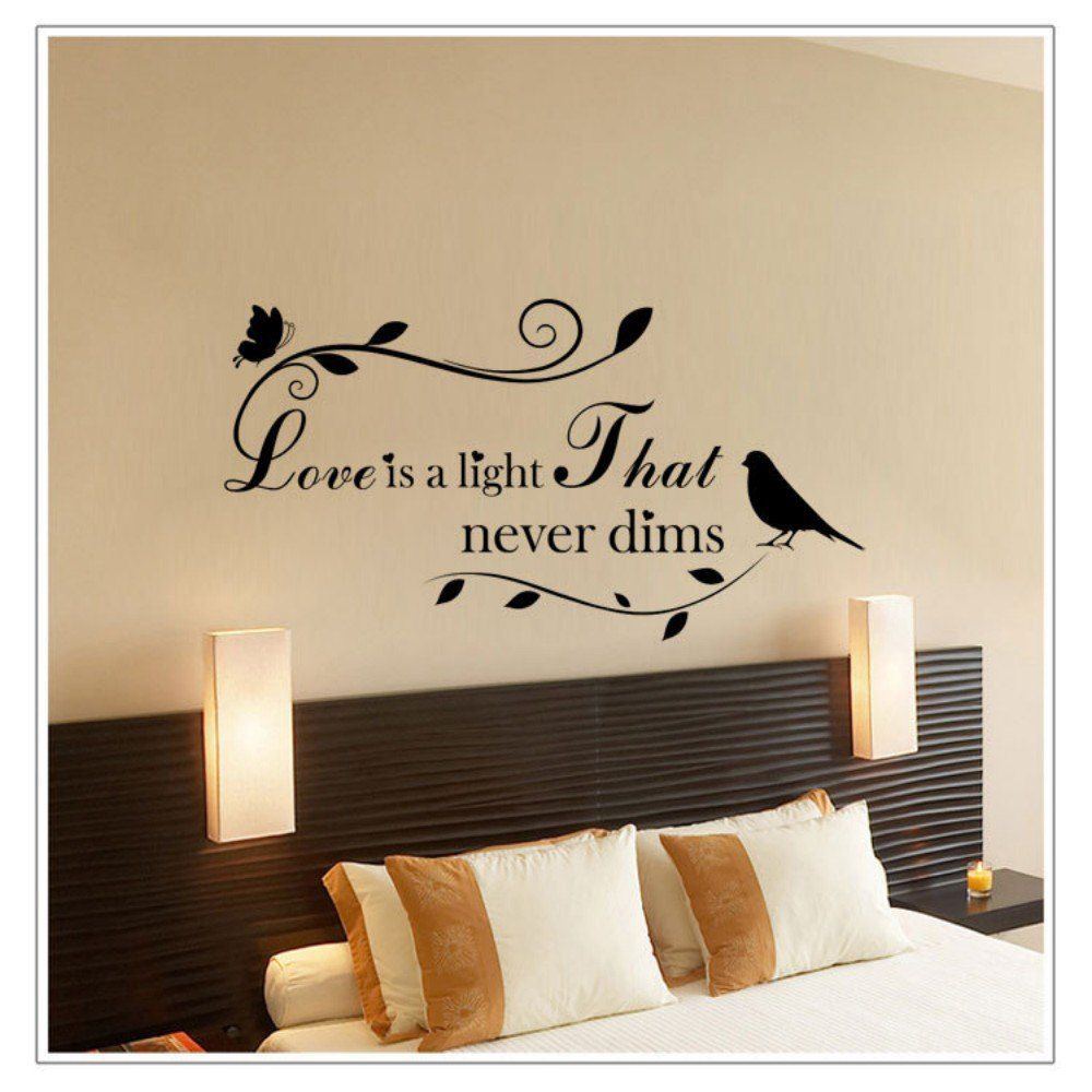 

DSU Love Is Light That Never Dims English Quote Art Wall Stickers, Black