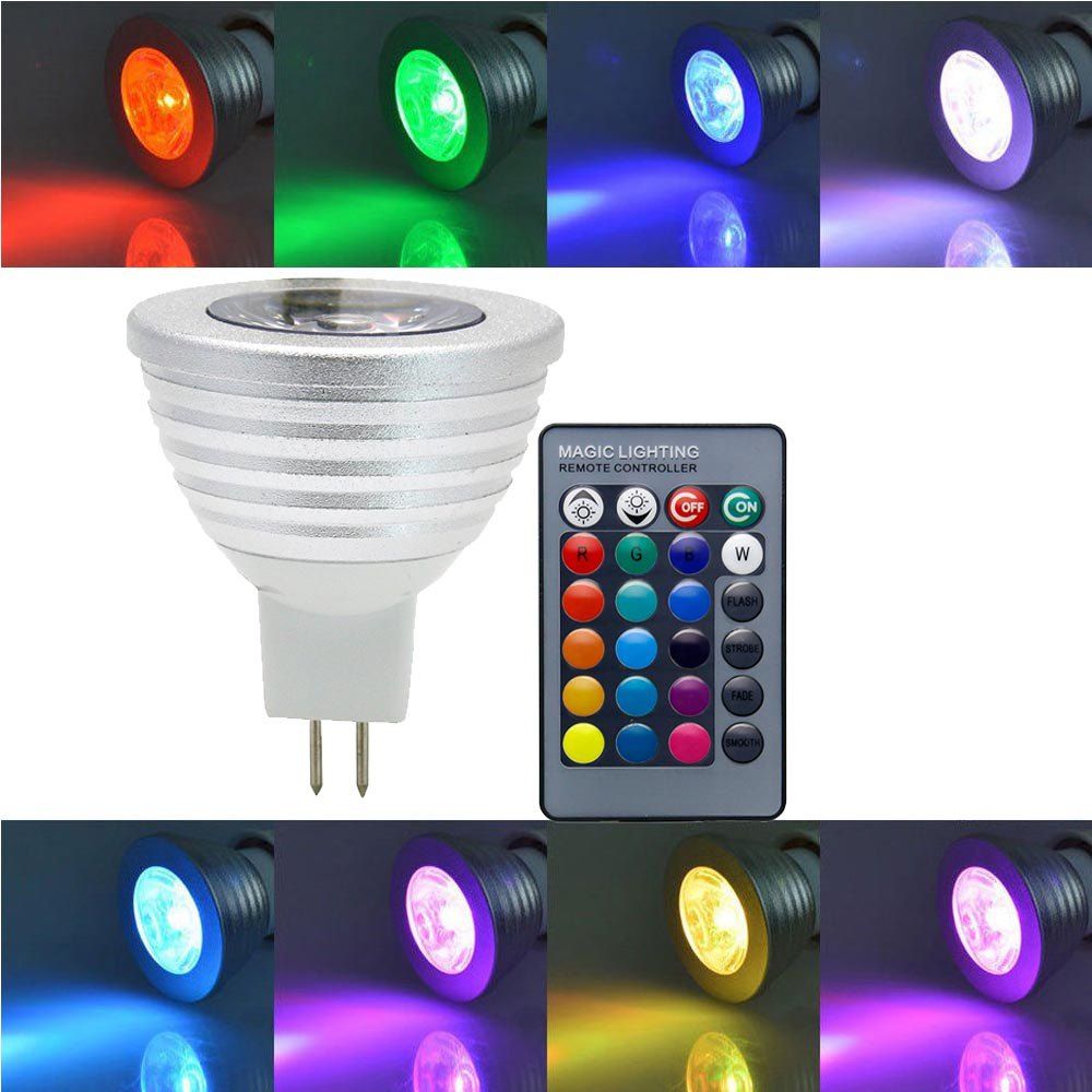 

SUPli MR16 3W RGB LED Light Bulb Lamp Spotlight RGB 16 Color Change with 24Keys Remote Controller AC / DC 12V