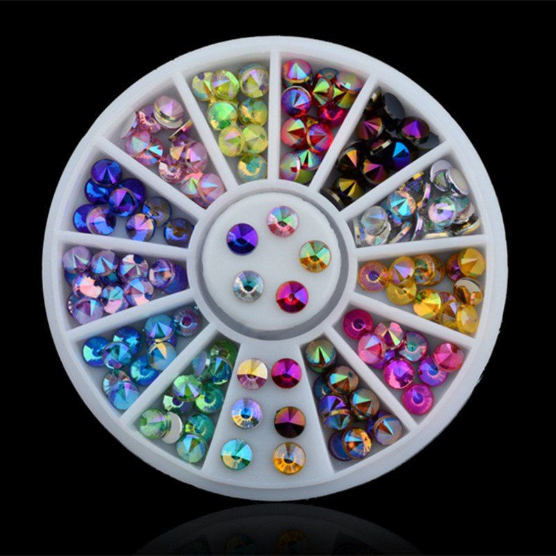 

Colorful Sharp Crystal 3D Nail Rhinestone Wheel Shiny Glitter Nail Art Tips Decoration Tools, Colormix