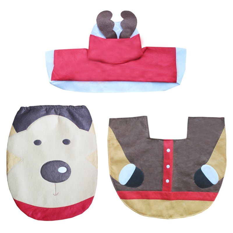 

WS 0092 Bathroom Toilet Cover Set Gift and Decoration for Christmas and New Year, Colormix