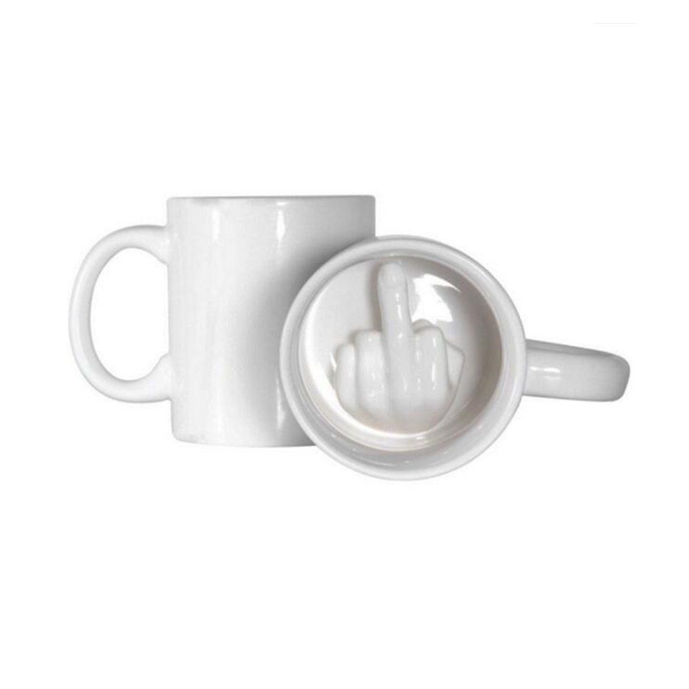 

Funny Spoof Creative Middle Finger Ceramic Cup White, Snow white