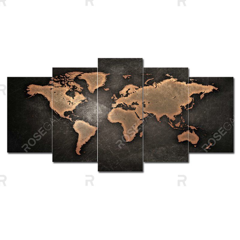 

World Map Canvas Prints 5 pcs, Colorful