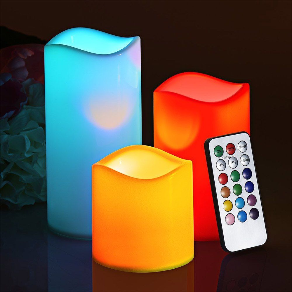 

Youoklight 3PCS 1W Dc5v 12 Color Led Smokeless Flickering Electronic Candles Light No Batteries Included, Off-white