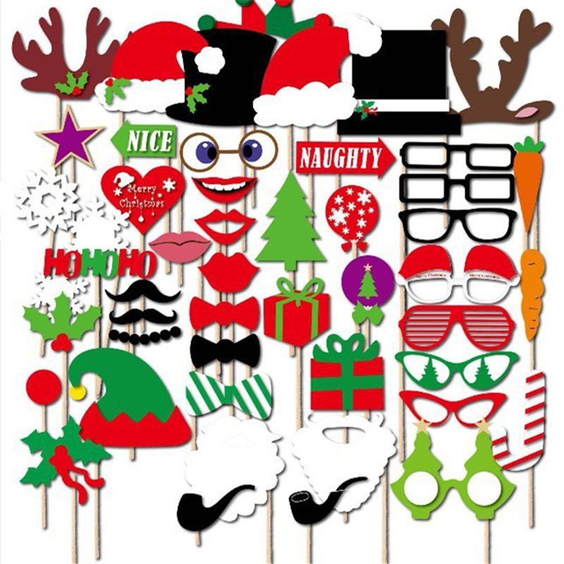 

50pcs Funny Pictures Photo Props Christmas Festival Event Party Decor, Colormix
