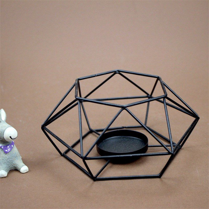 

Creative Iron Art Wedding Romantic Candlestick Lamp Holder, Black