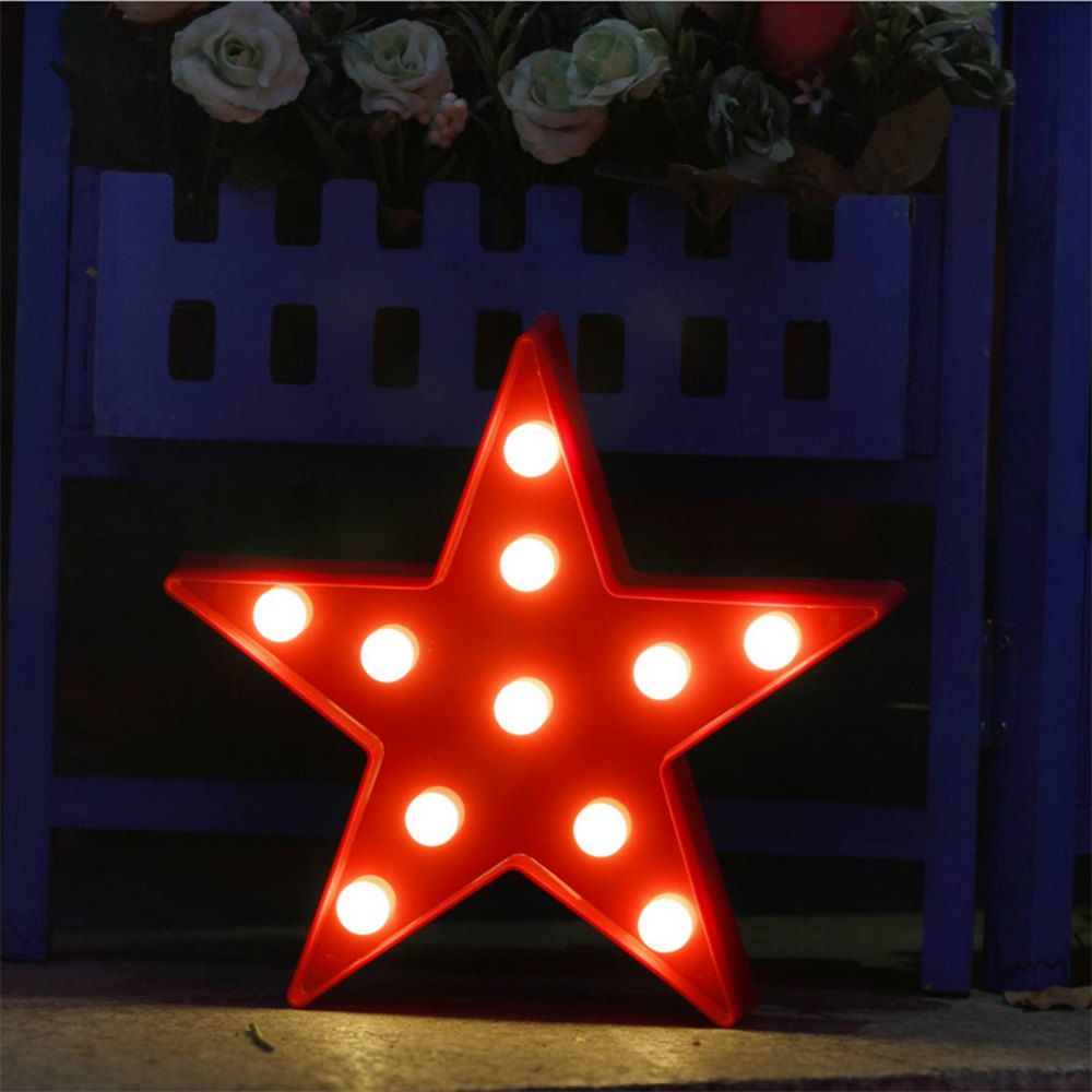 

BRELONG 3D Warm White Decoration Night Light for Kids Room Christmas Wedding Star 3V, Red