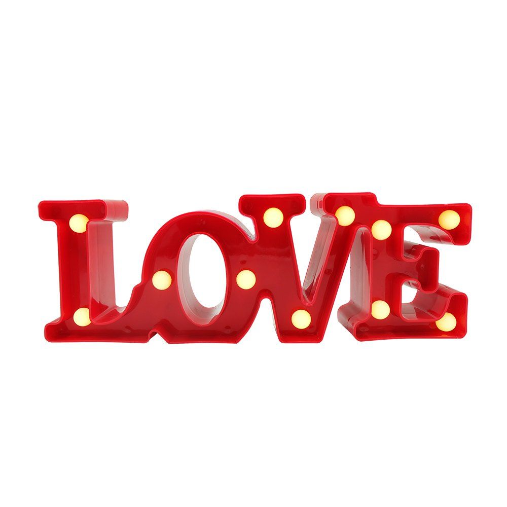 

BRELONG 3D Warm White Decoration Night Light for Kids Room Christmas Wedding Love 3V, Red