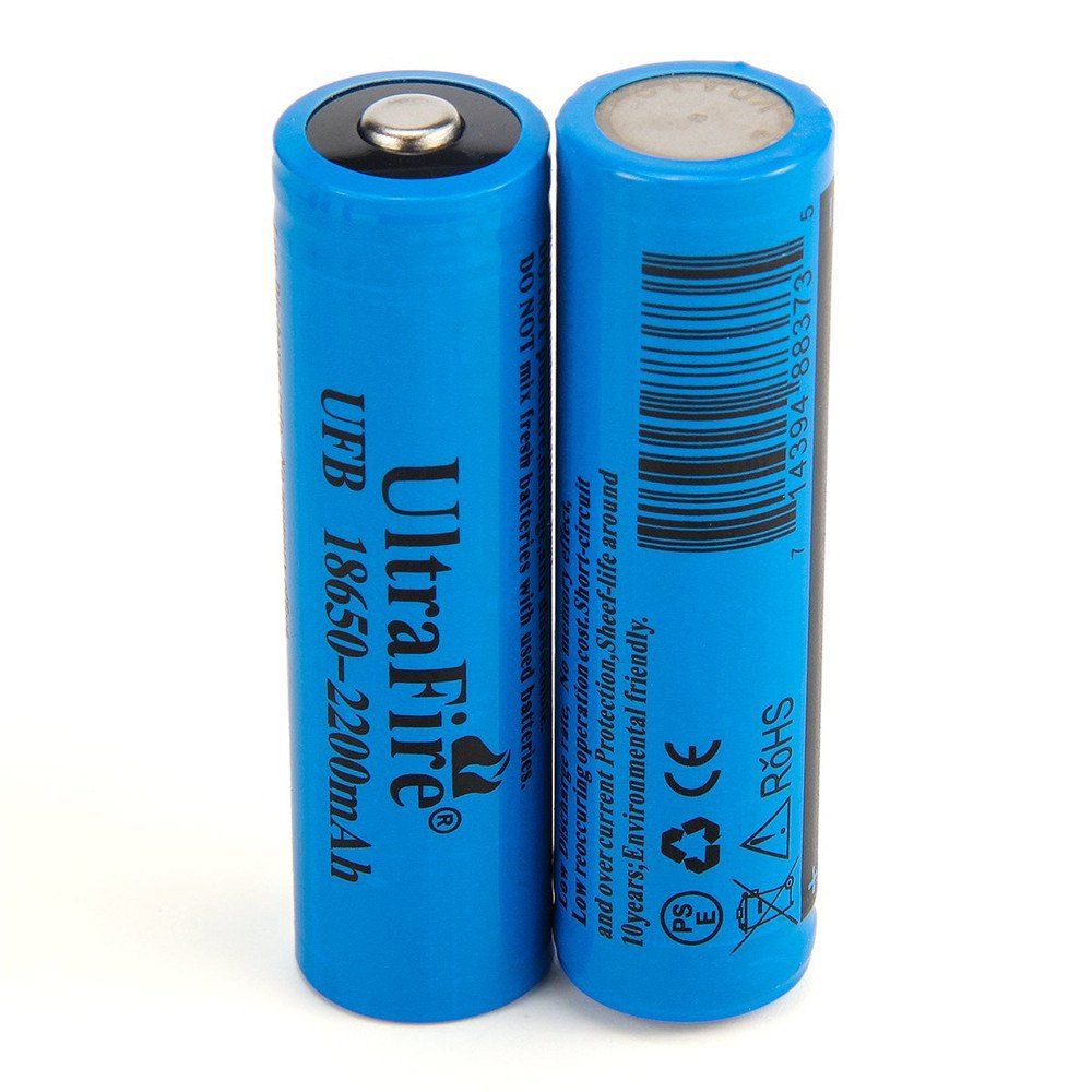 

UltraFire 18650 3.7V Actual Capacity of 2200MAH Rechargeable Lithium Battery 2 Groups, Cornflower