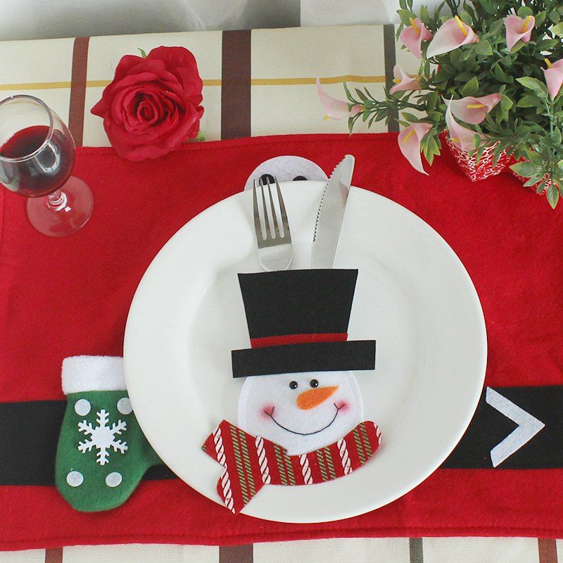 

WS 0210 Santa Claus Snowman Reindeer with Pocket Party Christmas Table Decoration Tableware