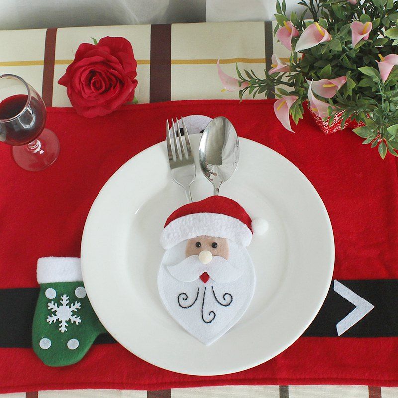 

WS 0210 Santa Claus Snowman Reindeer with Pocket Party Christmas Table Decoration Tableware, Old man