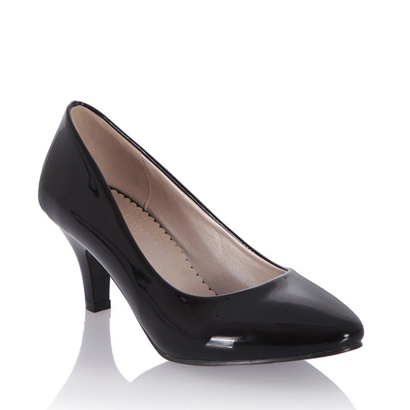 

Women's Heels Spring Summer Formal Shoes Patent Leather Kitten Heel, Black