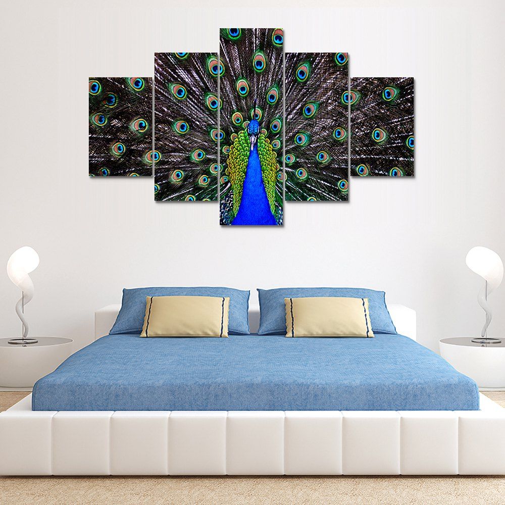 

Peacock D Canvas Print Painting Home Decoration Wall Art Picture 5 Panel, Colormix
