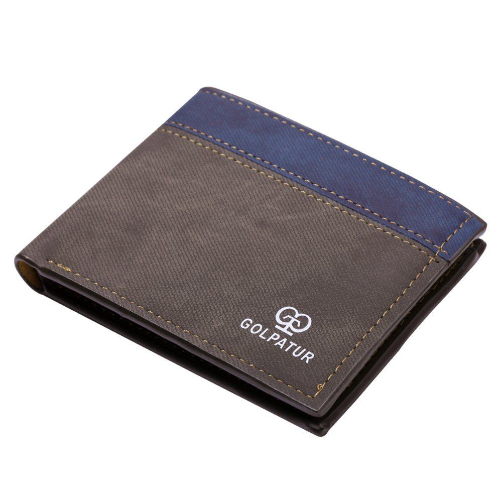 

JPT - 1029 Men's Short Wallet Multi Functional Patchwork Vintage Purse, Coffee