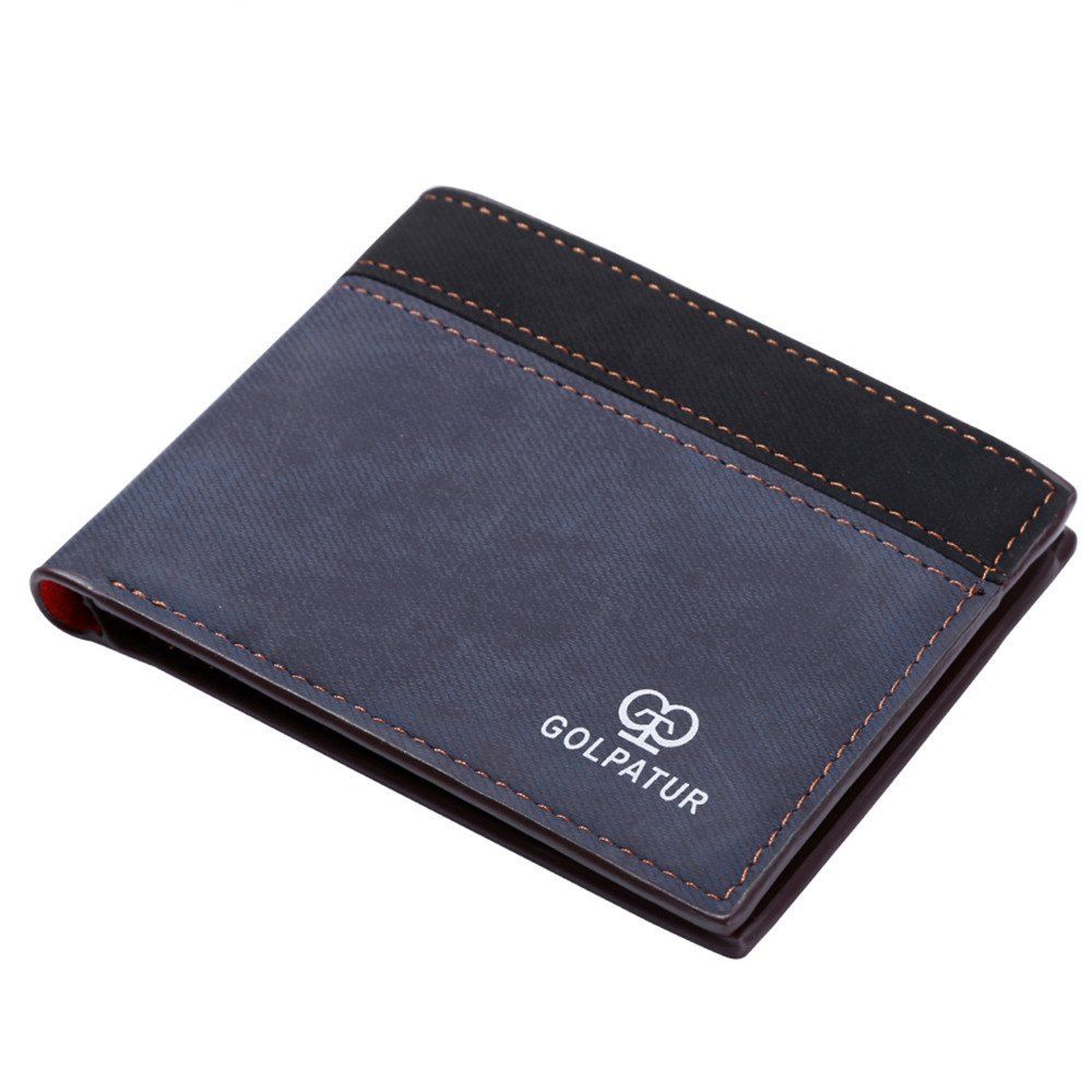 

JPT - 1029 Men's Short Wallet Multi Functional Patchwork Vintage Purse, Cerulean