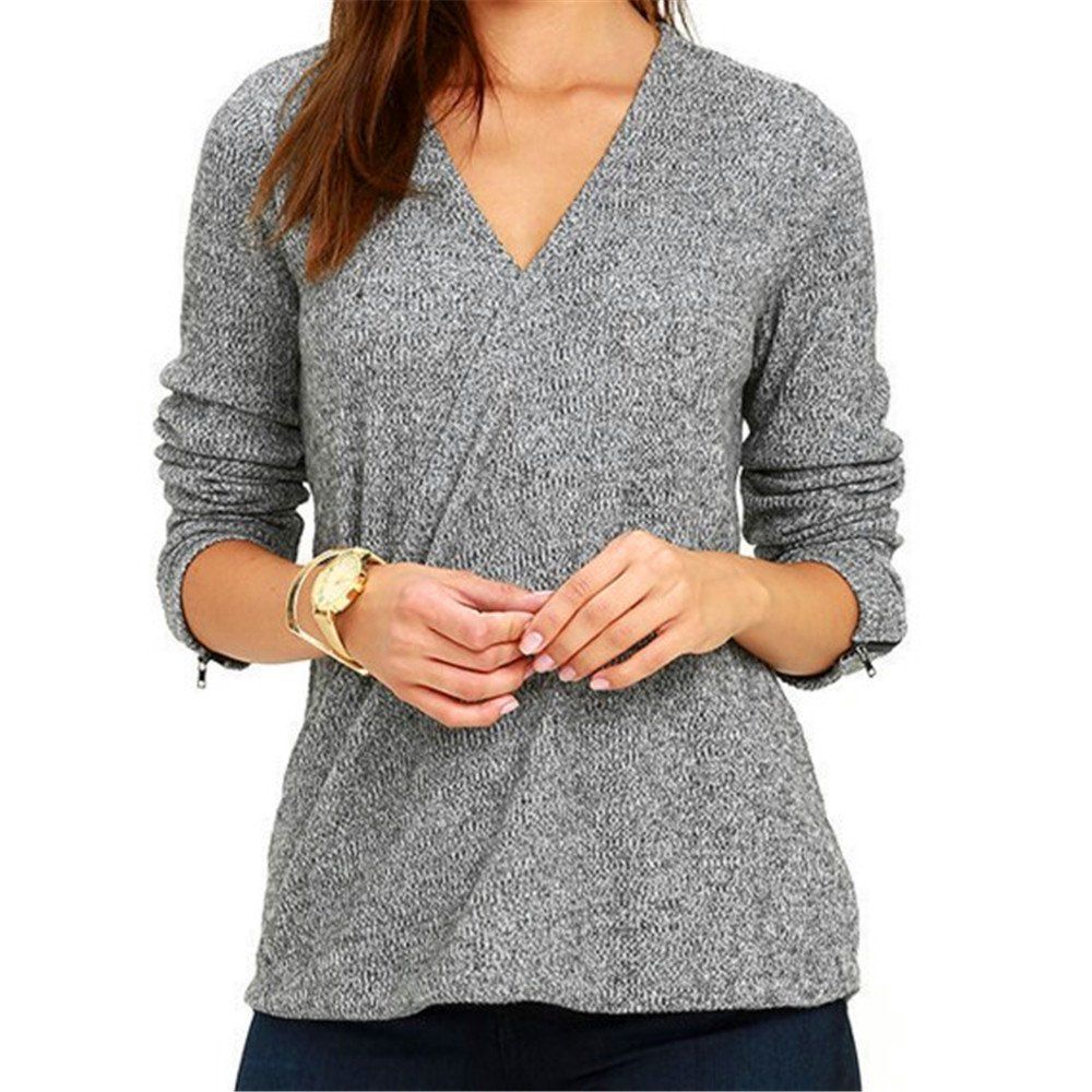 

The New V neck Long Sleeve T-shirt, Oyster