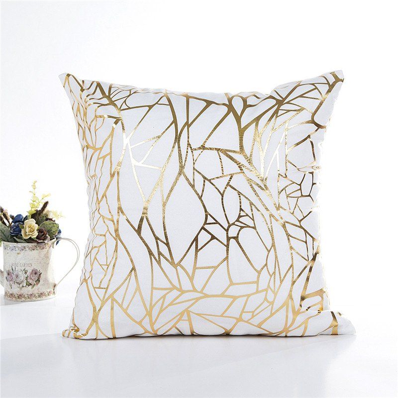

Soft Love Queen Printed Square Pillowcase 1Pc, Gold and white