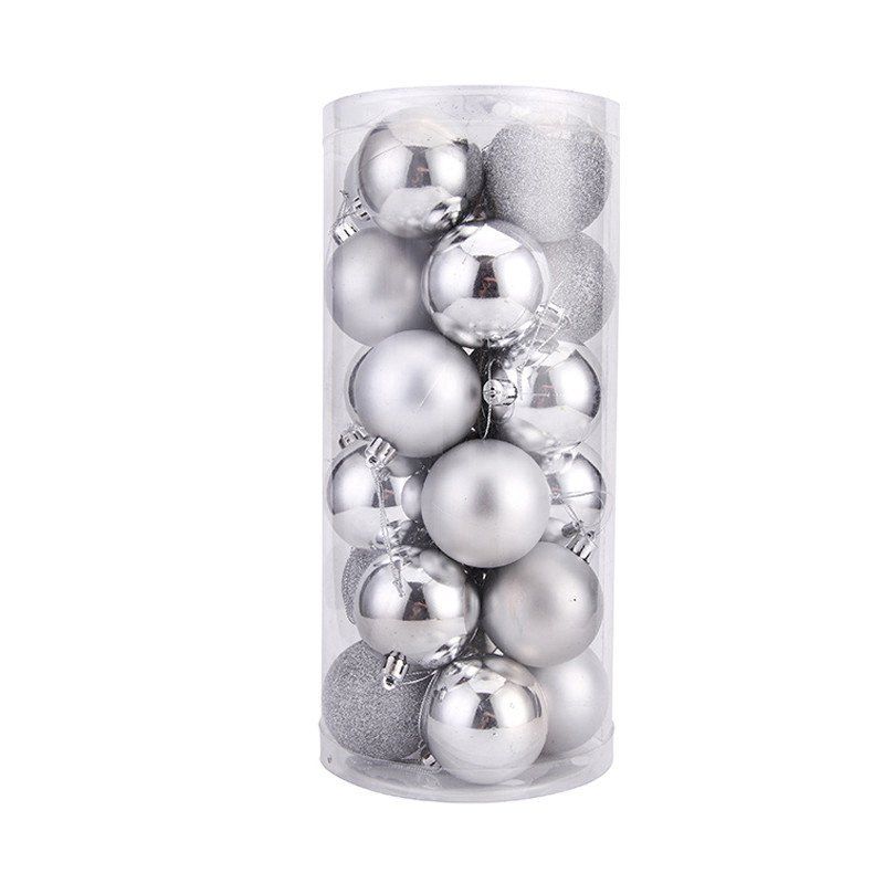 

WS 24PCS/PACK Hot Christmas Tree Ornaments Multi-color Ball 6CM Plastic Gift for Xmas Holiday Decoration, Silver