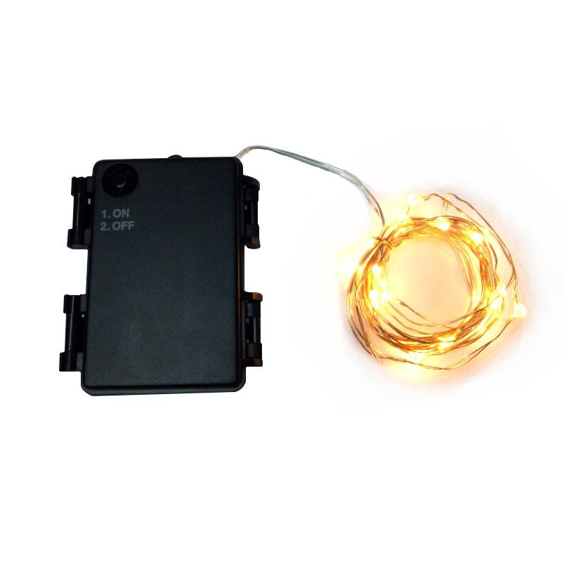 

25 - LED Gold Wire 8 - Mode Decorative String Light with Battery Box, Black